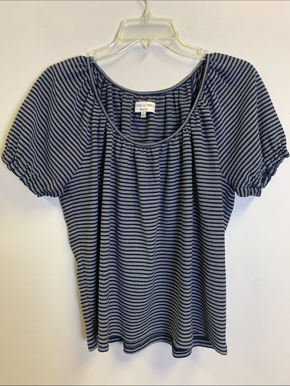 Madewell Navy and White Striped Short Sleeve Tee